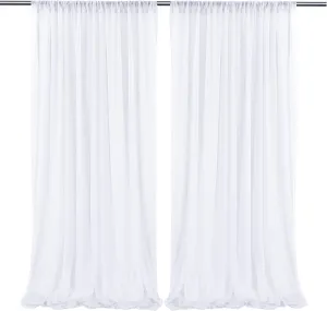 10ft x 10ft White Chiffon Backdrop Curtains, Wrinkle-Free Sheer Chiffon Fabric Photo Curtain Drapes for Wedding Ceremony Arch Party Stage Photography Decorations