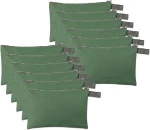 12 Pcs Canvas Tool Bag Pouch 16 oz Heavy Duty Zipper Pouch Bag 11.81 x 7.87 Inch Utility Multipurpose Tote Organizer with Dependable Zipper Storage Organizer for Tool Organization Army Green