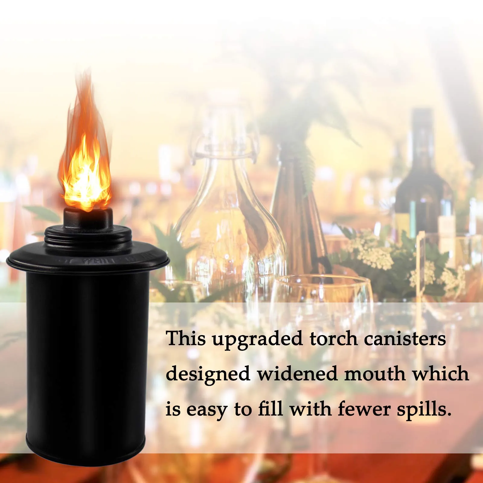 12oz Torch Replacement Canisters, Bamboo Lantern Refillable Torches, Decorative Torch Canister Replacement for Yard, Patio, Deck, Garden, Party, Landscape 12oz-4pcs
