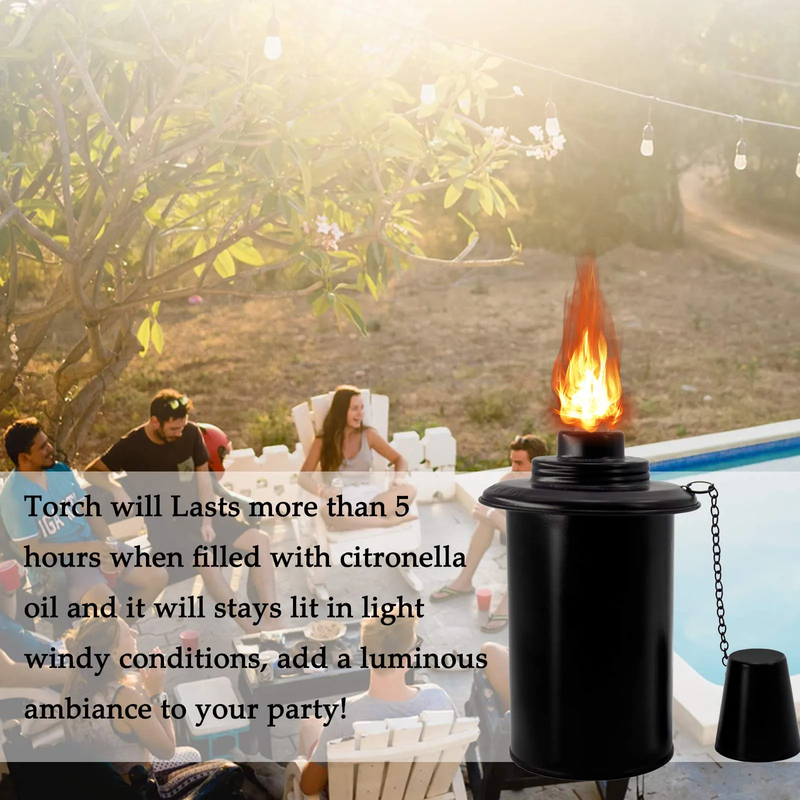 12oz Torch Replacement Canisters, Bamboo Lantern Refillable Torches, Decorative Torch Canister Replacement for Yard, Patio, Deck, Garden, Party, Landscape 12oz-4pcs
