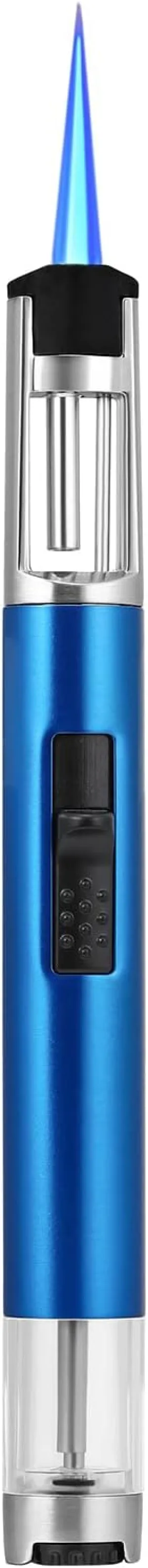 1300 ℃ Jet Torch Lighter Pen Style Adjustable Flame Refillable Gas Cigar Cigarette Lighter Fire Starter with Visible Gas Window,Blue