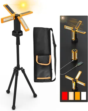 13200mAh Rechargeable Solar Work Light IP64 Waterproof with Folding Stand and Carrying Bag, AODOO 8000 Lumen Cordless Camping Light , White/Warm/Nature White/RED(SOS) with Detachable Tripod