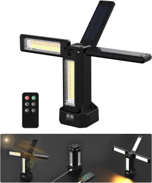 13200mAh Rechargeable Solar Work Light with Folding Stand and Carrying Bag, AODOO 8000 Lumen Stepless Dimmable, White/Warm/Nature White/RED(SOS) with Detachable Tripod (Black) (Black(no Tripod))