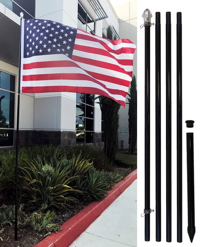13ft Aluminum (Black) Outdoor Pole with Ground Spike