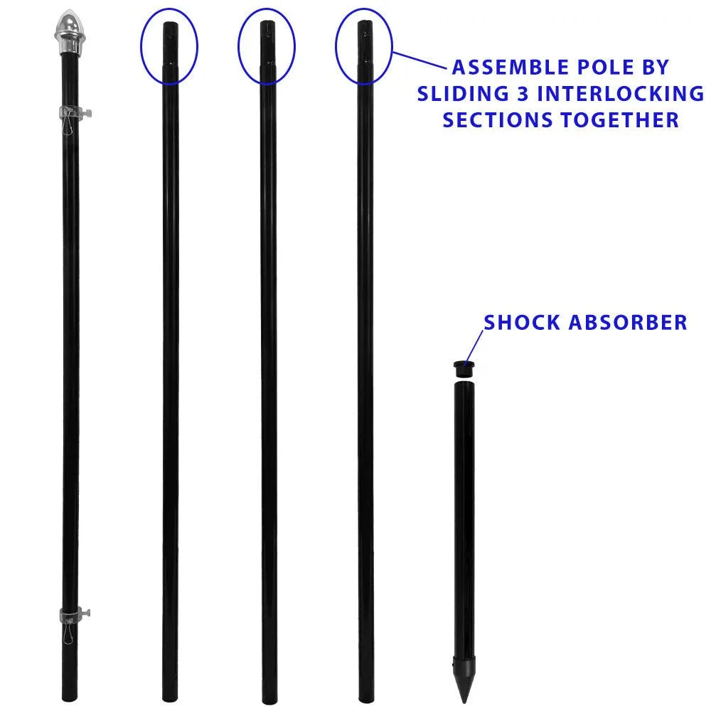 13ft Aluminum (Black) Outdoor Pole with Ground Spike