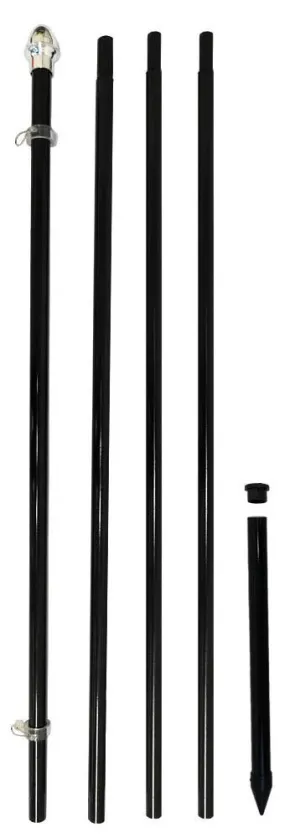 13ft Aluminum (Black) Outdoor Pole with Ground Spike