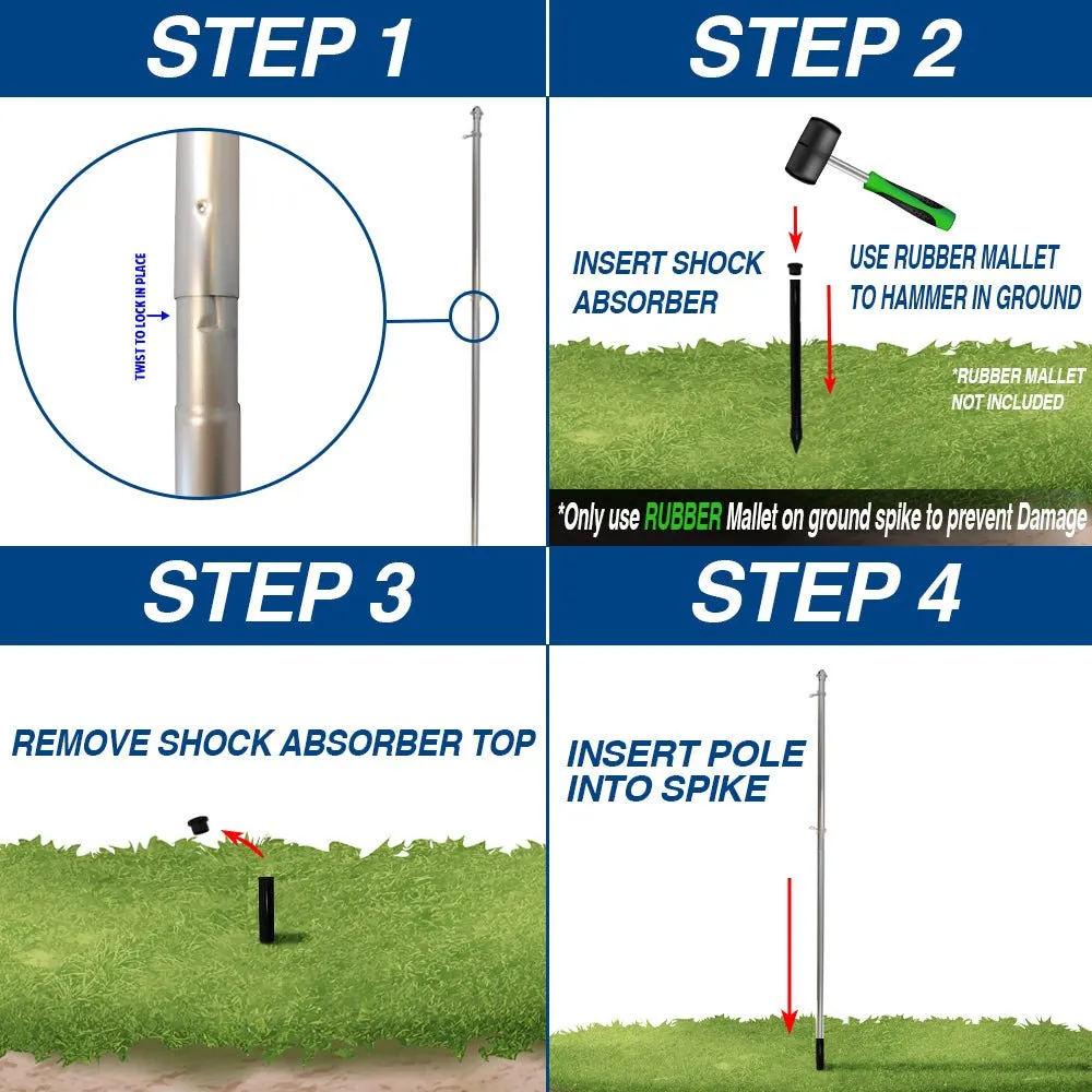 13ft Aluminum (Black) Outdoor Pole with Ground Spike