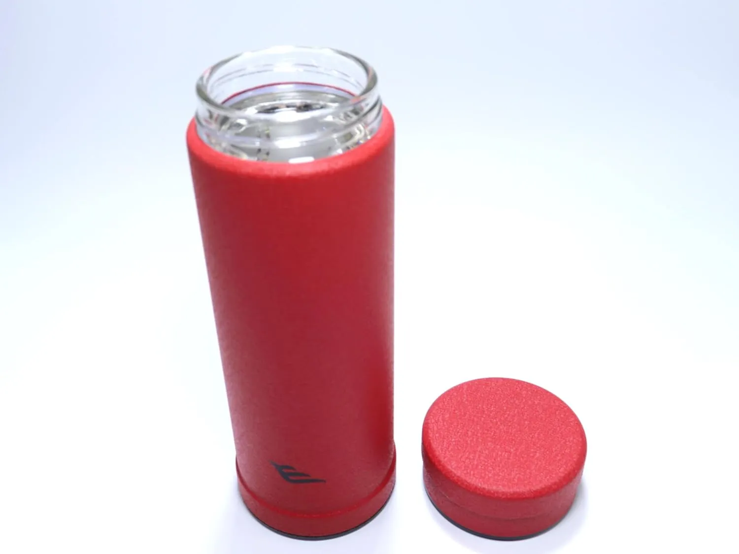 14oz/400ml Vacuum Insulated Glass Bottle,Glass Vacuum Drinking Cup, glass lined thermos, stainless steel body,Glass vacuum liner inside(Chinese Red)