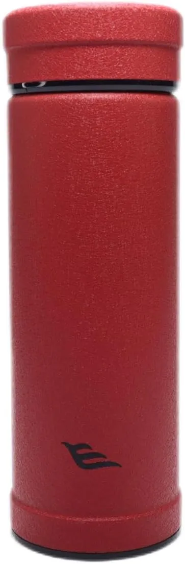 14oz/400ml Vacuum Insulated Glass Bottle,Glass Vacuum Drinking Cup, glass lined thermos, stainless steel body,Glass vacuum liner inside(Chinese Red)