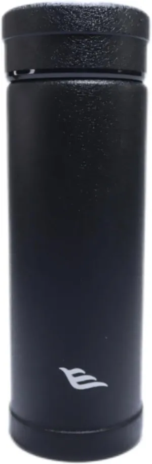 14oz/400ml Vacuum Insulated Glass Bottle,Glass Vacuum Drinking Cup,glass lined thermos, stainless steel body,Glass vacuum liner inside(Black)