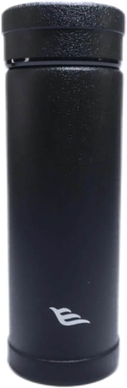 14oz/400ml Vacuum Insulated Glass Bottle,Glass Vacuum Drinking Cup,glass lined thermos, stainless steel body,Glass vacuum liner inside(Black)
