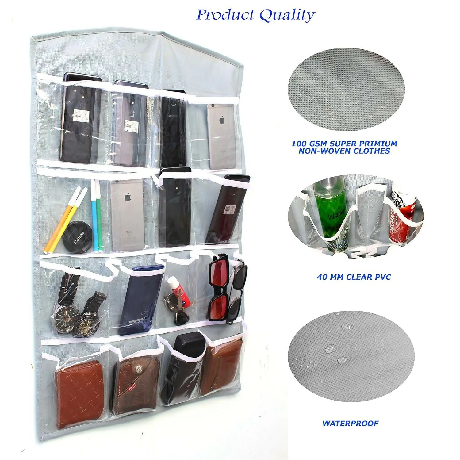 16-Pocket Hanging Wardrobe Organizer for Innerwear & Socks (Multi Colors, 75x45cm)
