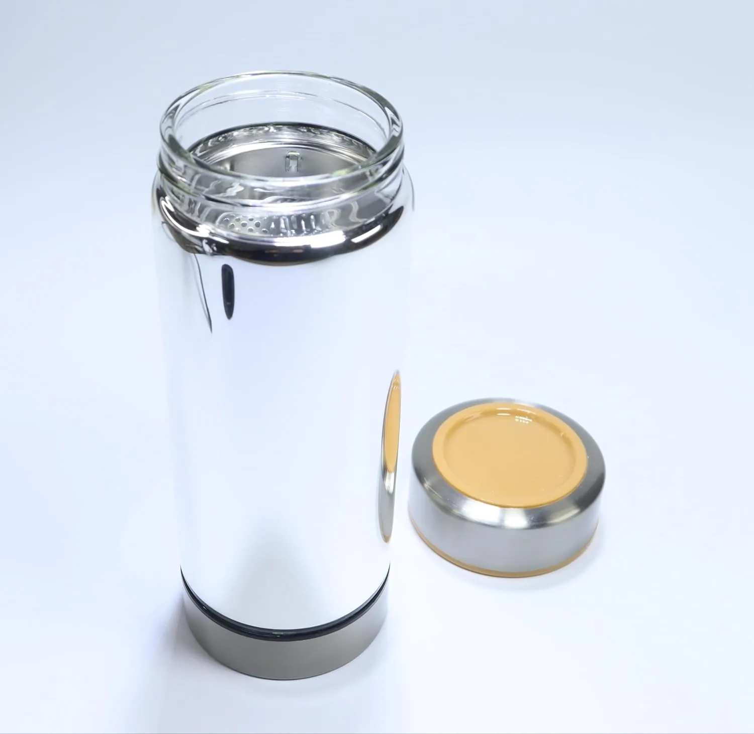 16.9oz/480ml Vacuum Insulated Glass Bottle,Drinking Cup，glass lined thermos, Borosilicate body,Glass liner inside (Khaki Lid)