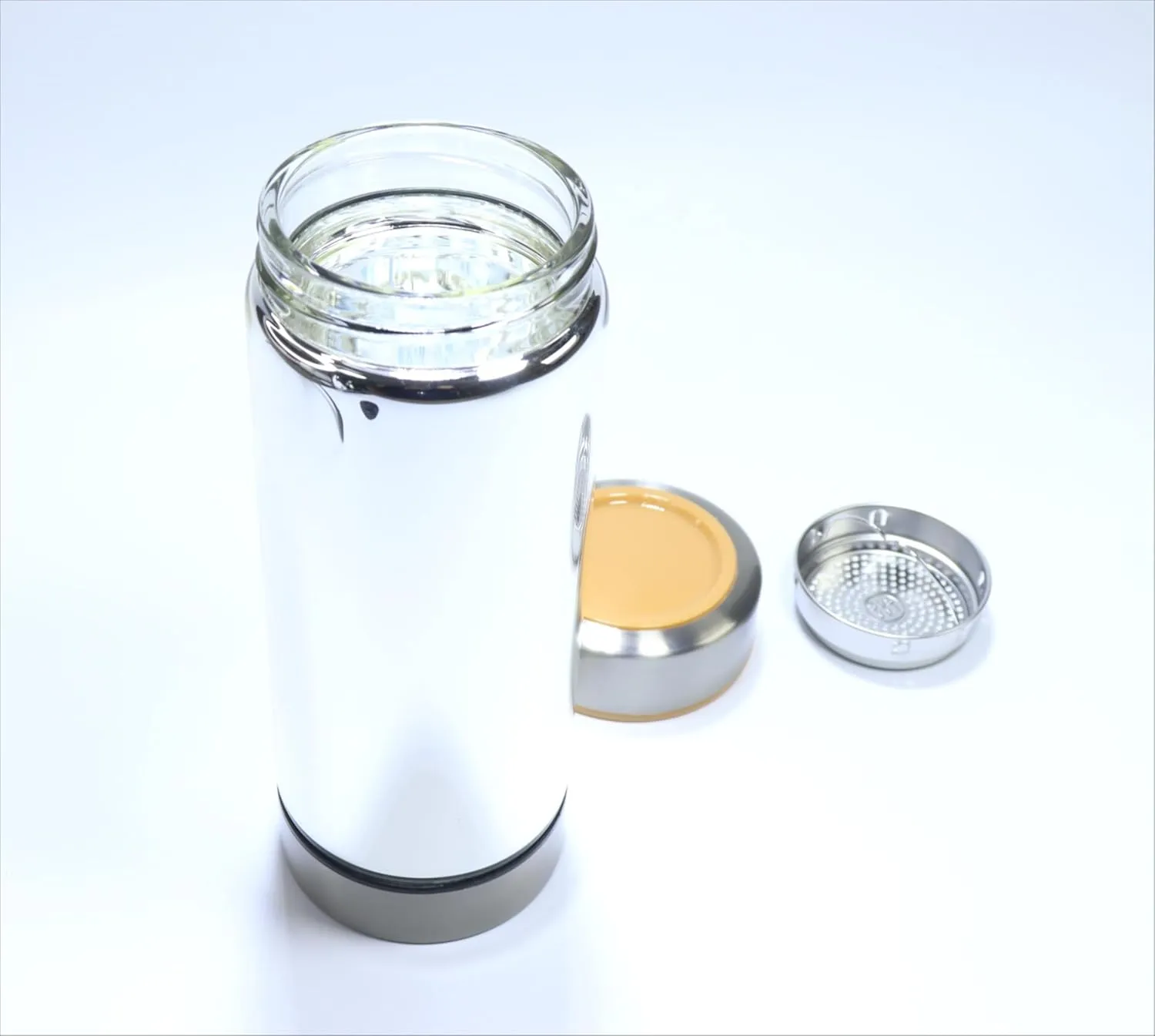 16.9oz/480ml Vacuum Insulated Glass Bottle,Drinking Cup，glass lined thermos, Borosilicate body,Glass liner inside (Khaki Lid)