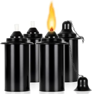 16oz Torch Replacement Canisters, Bamboo Lantern Refillable Torches, Decorative Torch Canister Replacement for Yard, Patio, Deck, Garden, Party, Landscap (16OZ-4PCS)