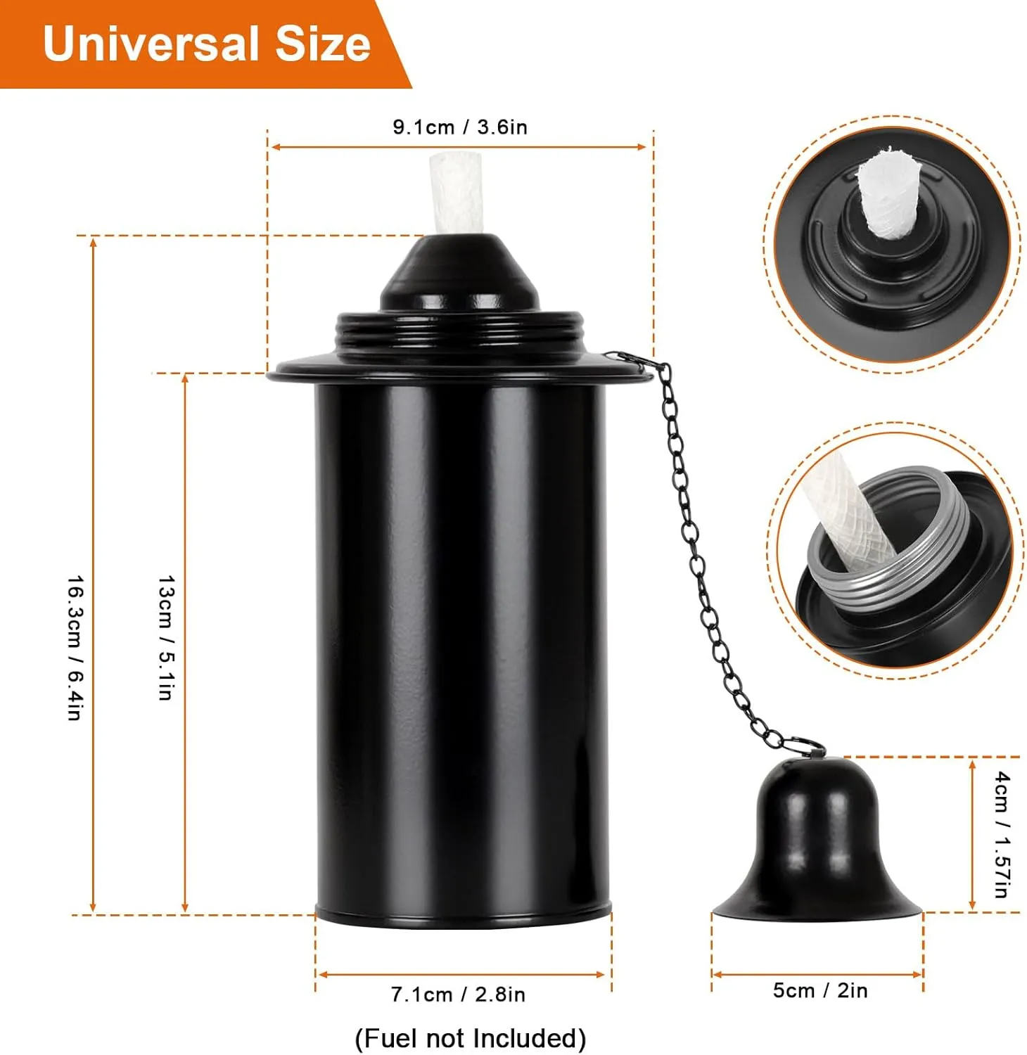 16oz Torch Replacement Canisters, Bamboo Lantern Refillable Torches, Decorative Torch Canister Replacement for Yard, Patio, Deck, Garden, Party, Landscap (16OZ-4PCS)