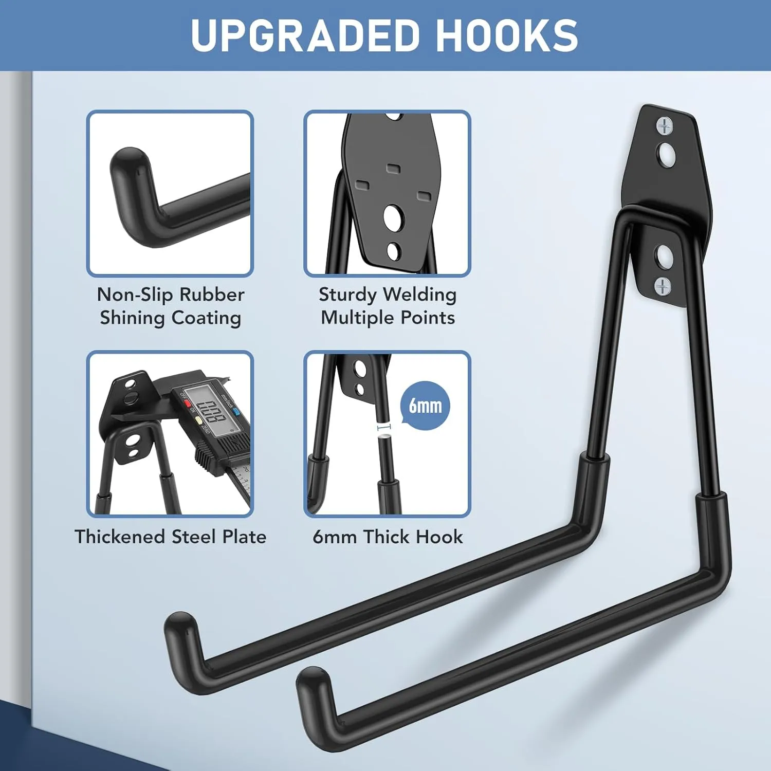 18 Pack Utility Steel Wall Mount Heavy Duty Garage Hooks with Anti-Slip Coating,Storage More Yard,Garden and Power Tools and for Hanging Hose,Ladder and Bike