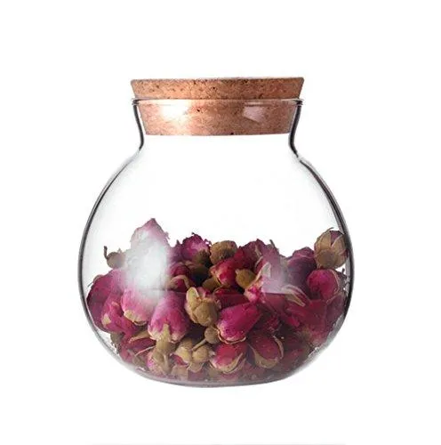 1Pcs 500Ml/17Oz Clear Glass Bottles With Cork Stopper -Empty Refillable Round Food Flower Tea Candy Seasoning Storage Container Vial Jars