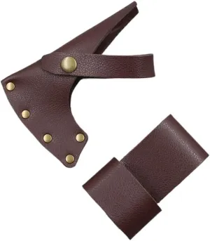 1SET Ax Head Sheath, Leather Hatchet Holder for Belt with Snap Closure is Suitable for Outdoor Camping or Rescue