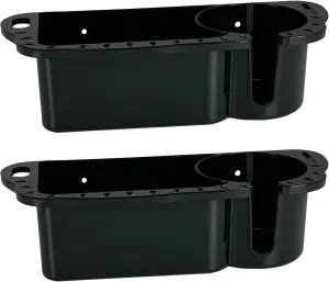 2 Pack Boat Caddy Organizer Marine Cup Holder Universal Fit for Bass Boat Kayak Pontoon Jon Boat Fishing Cabin Storage (2Pack-Black)