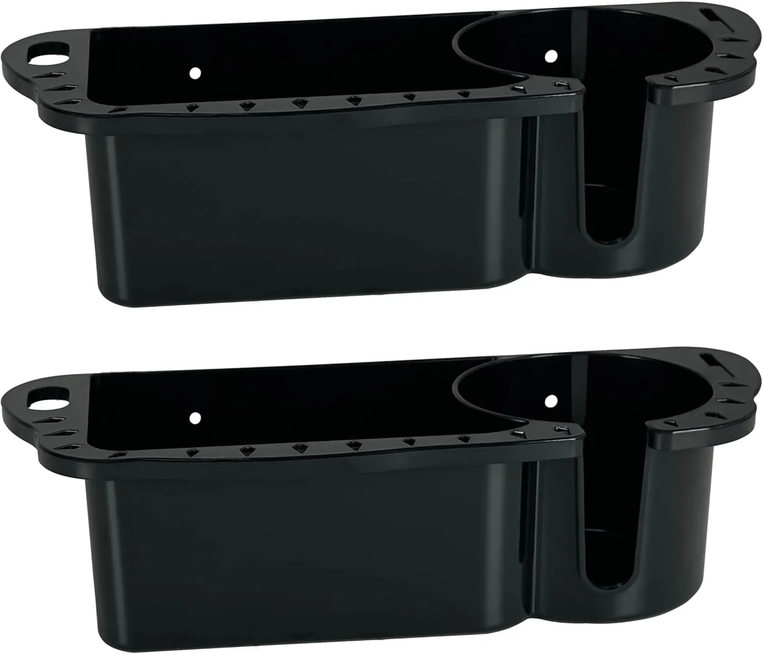 2 Pack Boat Caddy Organizer Marine Cup Holder Universal Fit for Bass Boat Kayak Pontoon Jon Boat Fishing Cabin Storage (2Pack-Black)