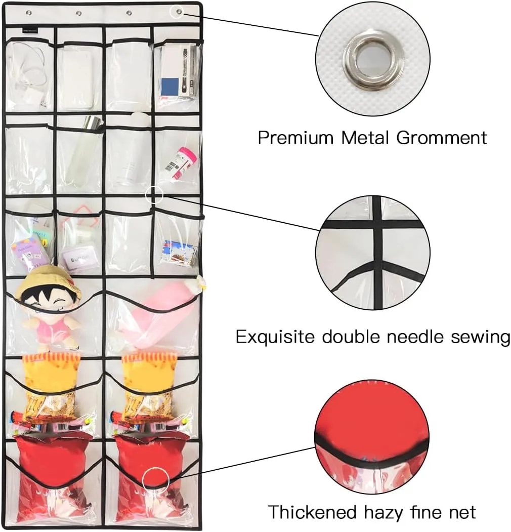 2 Pack Extra Large Hanging Crystal Clear Over Door Shoe Organizers, Closet Shoe Rack Organizer, 12 6 Pockets, 8 Hooks, White (59" x 21.6")
