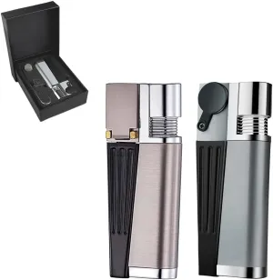 2 Pack Foldable Lighters,Multi-Purpose Portable Refillable Lighter Set with Accessories,Gift for Men and Women (Without Gas)