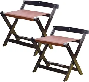 2 Pack Luggage Rack - Folding Suitcase Rack, Outdoor Portable Stools, Solid Wood Travel Bag Organizer Floor Shelf, for Home Bedroom Guest Room Hotel, 60X50X65Cm (Color : Black)