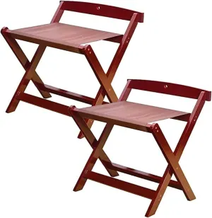 2 Pack Luggage Rack - Folding Suitcase Rack, Outdoor Portable Stools, Solid Wood Travel Bag Organizer Floor Shelf, for Home Bedroom Guest Room Hotel, 60X50X65cm (Color : Red)