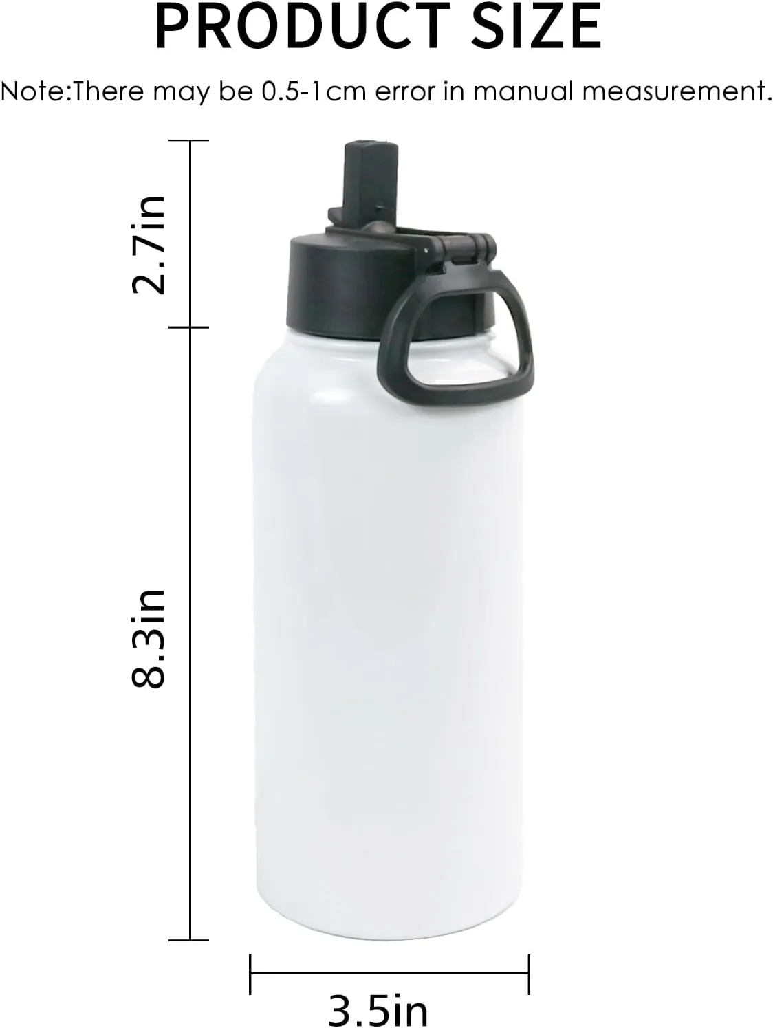 2 Pack Sublimation Blank Tumbler White Sports Water Bottles 32 OZ Wide Mouth Stainless Steel Vacuum Flask with Spout Lid for Tumbler Press Machine Sublimation Print