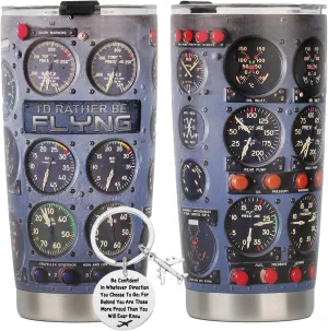 20 Oz Tumbler with Keychain – Aviation Gift for Pilots, Men, Husband, Son – Cool Pilot Accessories for Birthday, Christmas, Retirement