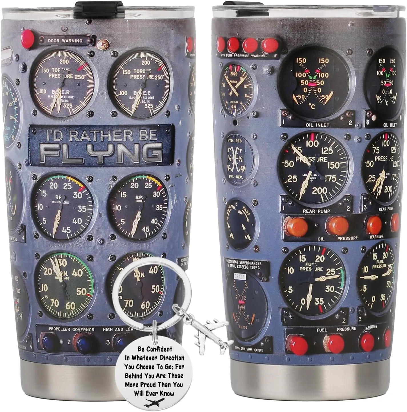20 Oz Tumbler with Keychain – Aviation Gift for Pilots, Men, Husband, Son – Cool Pilot Accessories for Birthday, Christmas, Retirement