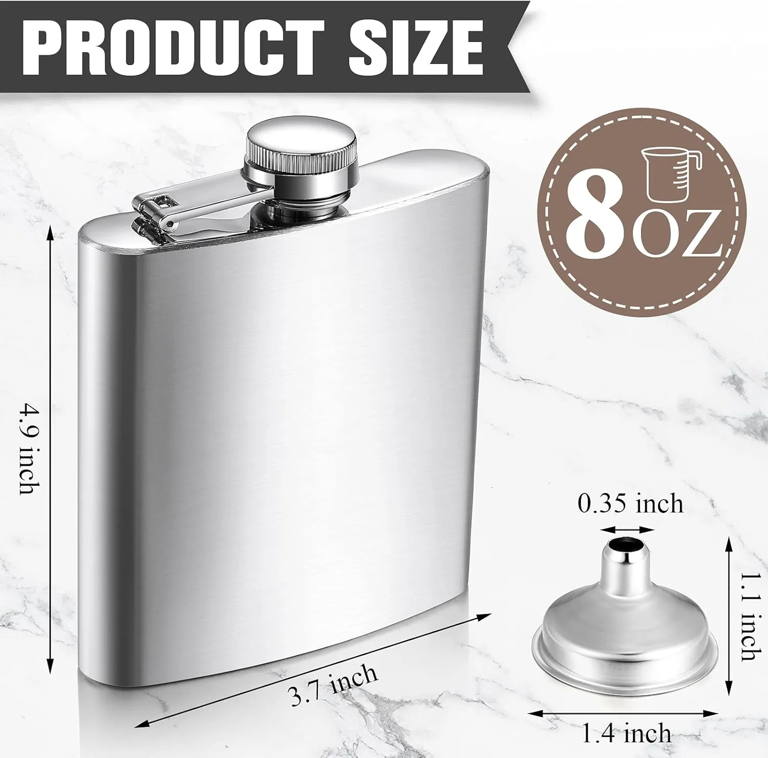 20 Pcs Stainless Steel Hip Flask With Funnels - Silver Leak Proof Drinking Flask for Men - Metal Liquor Flask for Wedding Party Gift