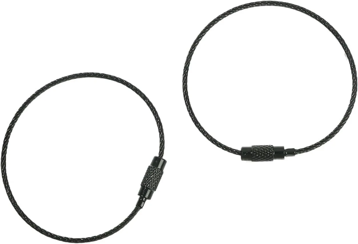 2/10pcs 50cm Colorful Stainless Steel Wire Keychain Cable Loop Screw Lock Rope Key Holder Keyring Key Chain Rings (Color : Black, Size : 50cm 10pcs)