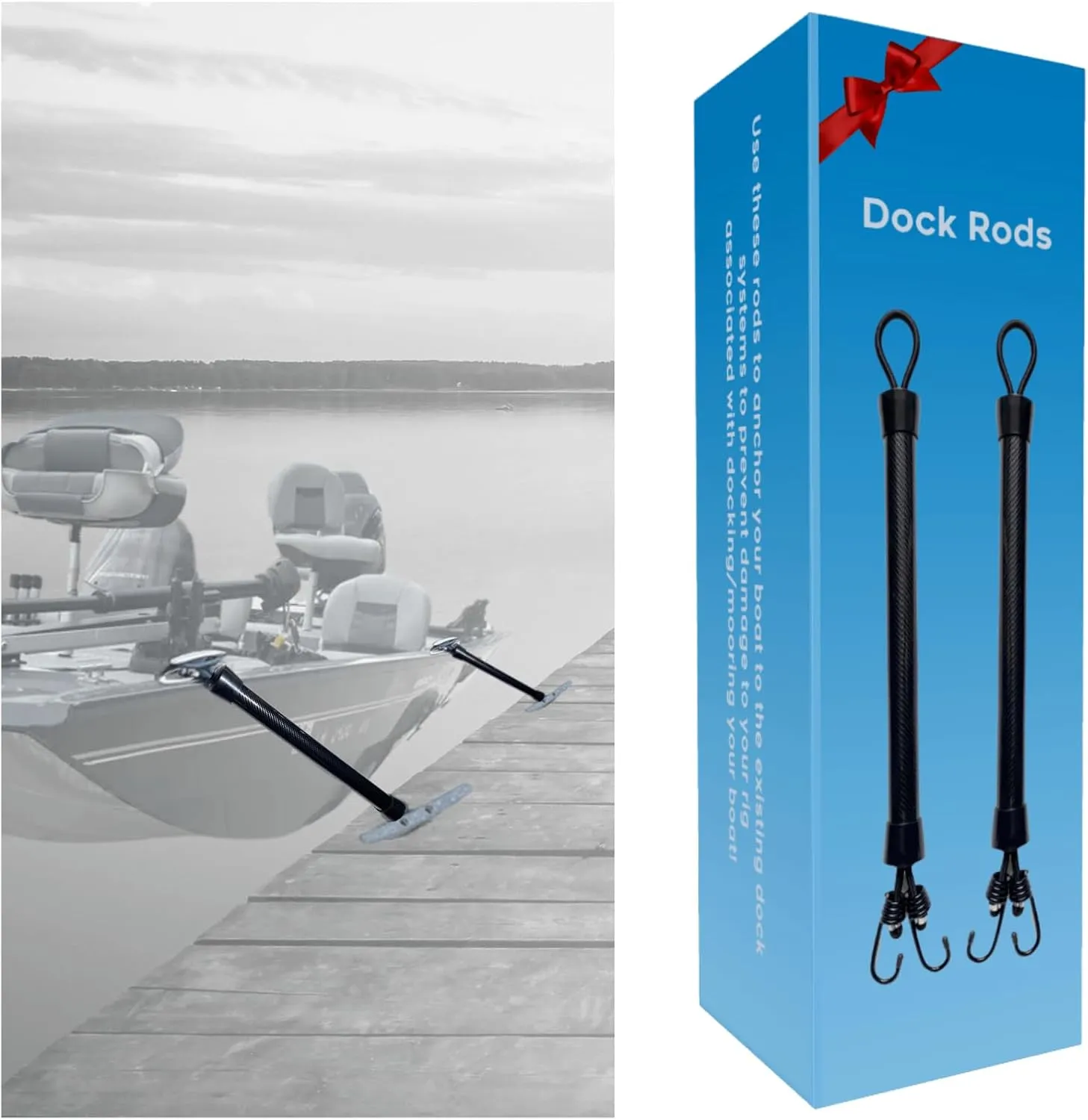 22 Inch Dock Rods for Boat Mooring/Docking, Replacement for Dock Lines, Boat Accessories for Men, for Pontoon Boat and Jon Boat Owners