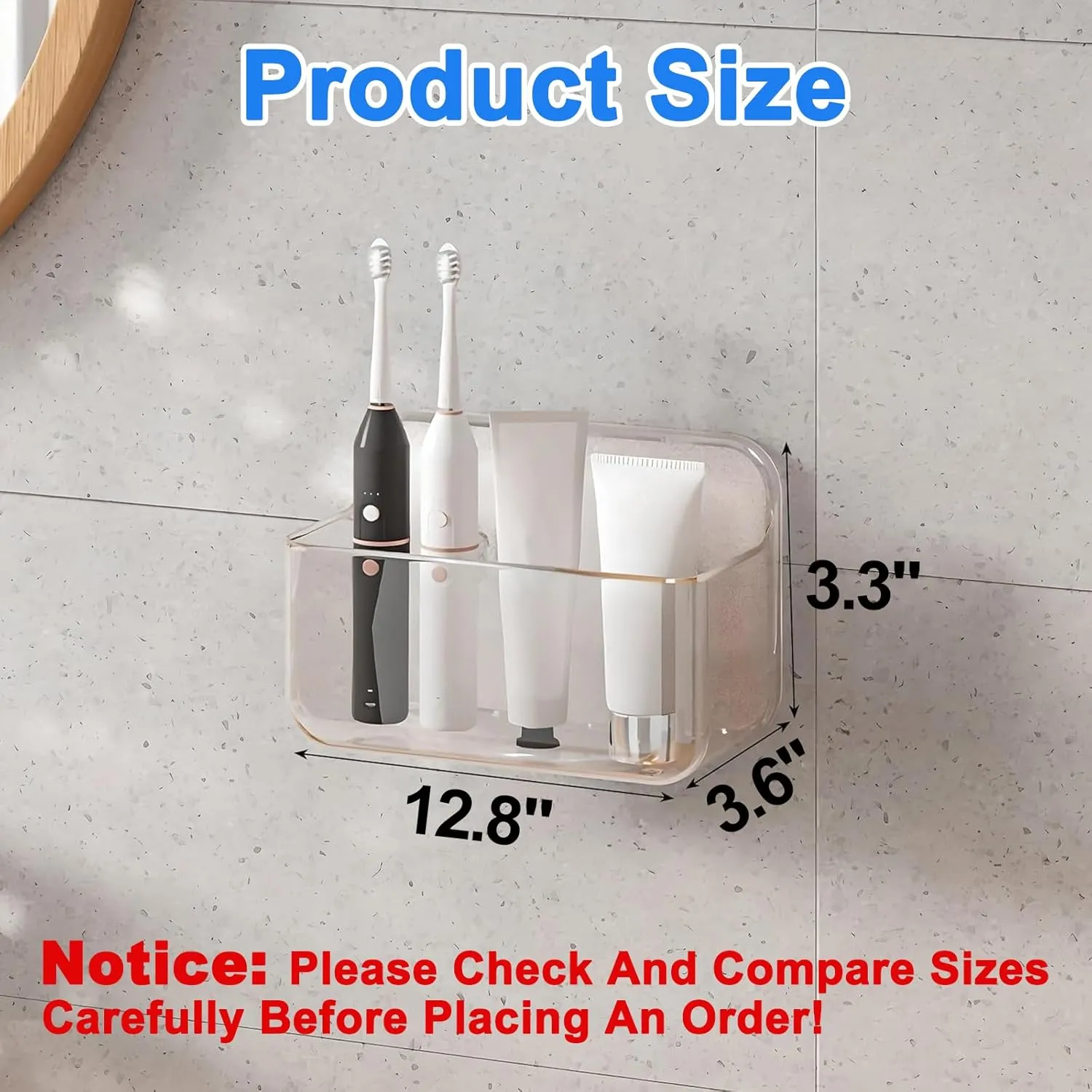 2pc Acrylic Wall Mount Organizer, Adhesive Clear Cabinet Door Organizer,Acrylic Shelves for Wall,No Drilling Hang Walls,with Self Adhesive Tape, for Bathroom, Kitchen, Living Room