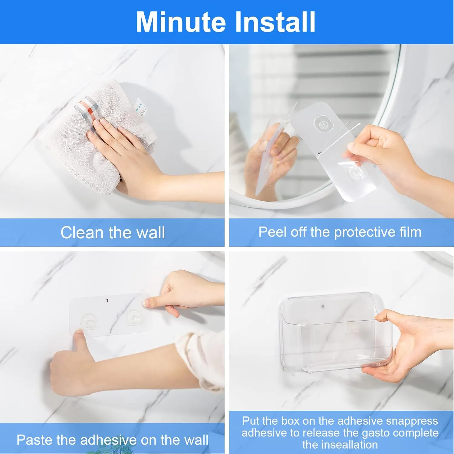 2pc Acrylic Wall Mount Organizer, Adhesive Clear Cabinet Door Organizer,Acrylic Shelves for Wall,No Drilling Hang Walls,with Self Adhesive Tape, for Bathroom, Kitchen, Living Room