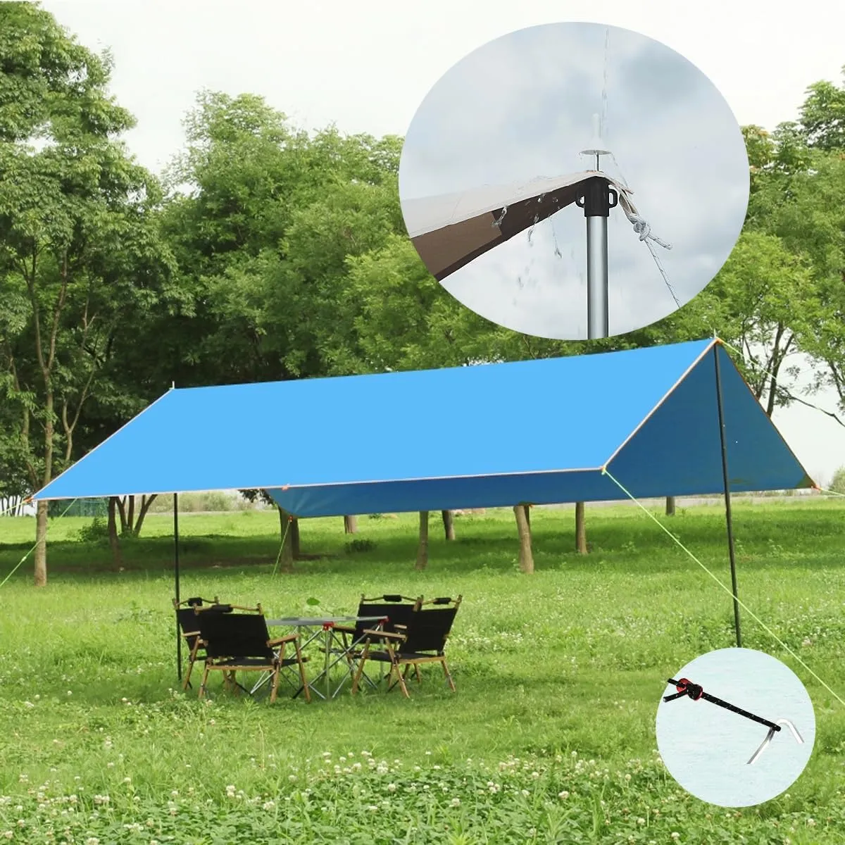 2pcs Camping Tent Poles, 95-234cm Telescoping Pole Adjustable, Thicken Aluminum Alloy Tarp Poles Support Rods Beach Shelter Tarp Awning Pole for Hiking Camping, Silver