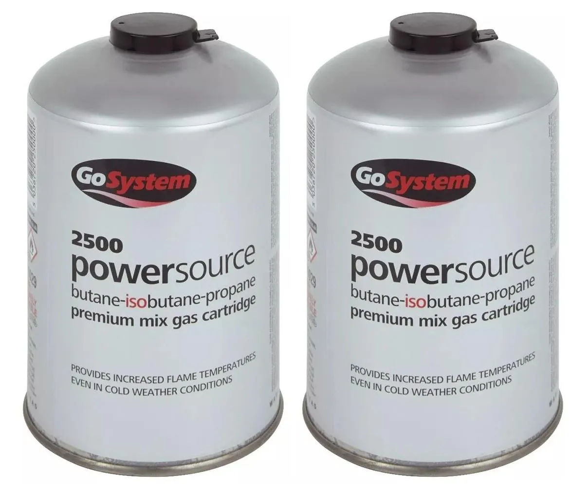 2x Go System PowerSource Butane Propane Threaded Gas Canister - 445g