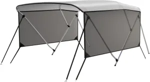 3 Bow Bimini Tops with Mesh Sidewalls, Boat Canopy with Support Poles, Marine Grade Pu Coating Canvas, 2 Straps, 2 Rear Support Poles, Zippered Storage Boot