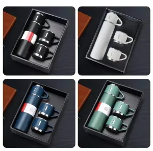 3 Cup Double-Layer Stainless Steel Vacuum Flask Set
