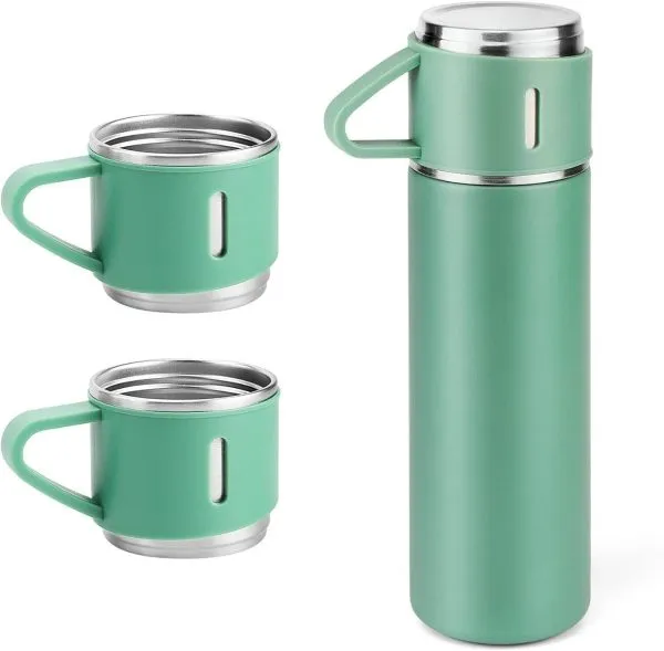 3 Cup Double-Layer Stainless Steel Vacuum Flask Set