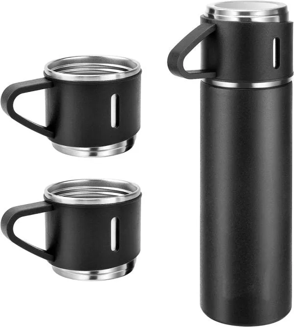 3 Cup Double-Layer Stainless Steel Vacuum Flask Set