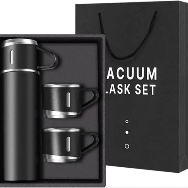 3 Cup Double-Layer Stainless Steel Vacuum Flask Set