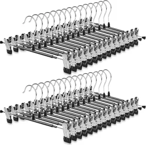 30 Pack Pants Hangers with Clips for Women – POZEAN Pant Hanger with Adjustable Non-Slip Clip for Skirt, Shorts, Jeans, Kids’ Clothes,Coat, and More | Space Saving, Slim & Multi-Purpose(Black,12Inch)