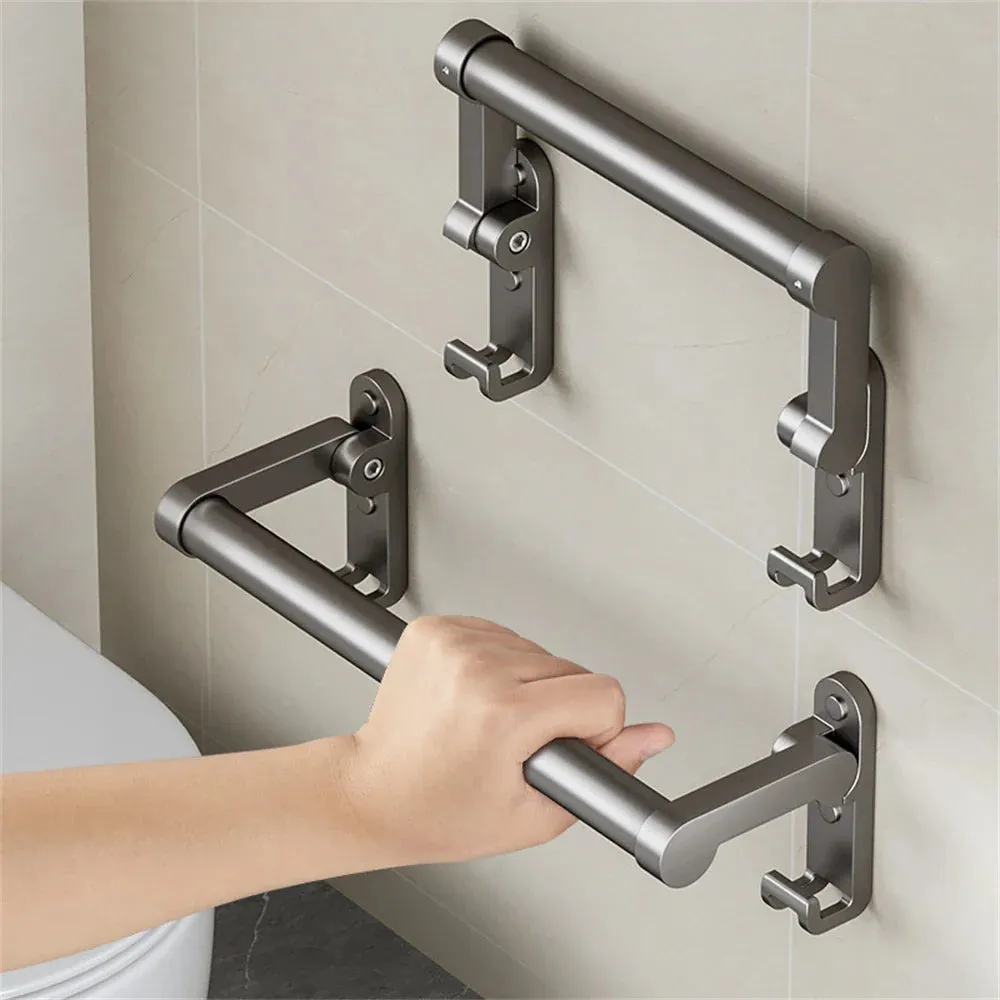 30cm Folding Punch-Free Armrest Bathroom Toilet Elderly Safety Toilet Handrail Railing Pregnant Women Toilet Non-Slip Handle Storage Rack