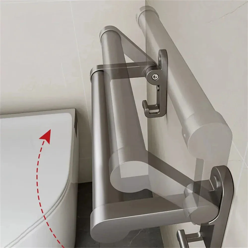 30cm Folding Punch-Free Armrest Bathroom Toilet Elderly Safety Toilet Handrail Railing Pregnant Women Toilet Non-Slip Handle Storage Rack
