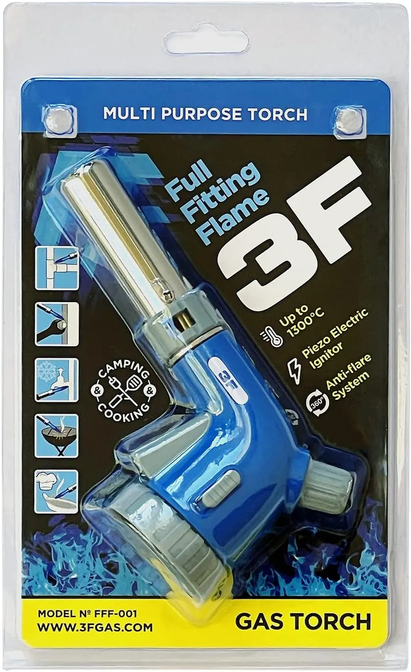 3F Culinary Professional Torch   4 Butane Canisters Included Cooking Torch Baking Searing Campfires Charcoal Grills Camping Butane Fuel