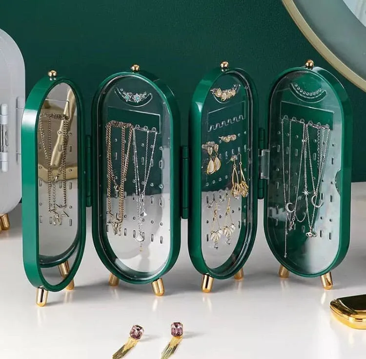 4 Doors Portable Jewelry Organizer With Mirror