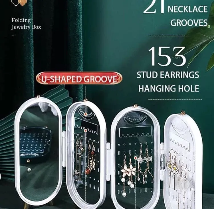 4 Doors Portable Jewelry Organizer With Mirror